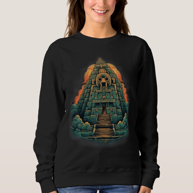 Aztec Inka Maya Mystic Jungle Temple Pyramid Graph T Shirt (Framsida)