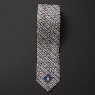 Aztec-Inspired Indigo och Sand Mönster Slips