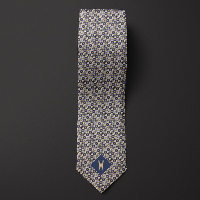 Aztec-Inspired Indigo och Sand Mönster Slips (Skapare uppladdad)