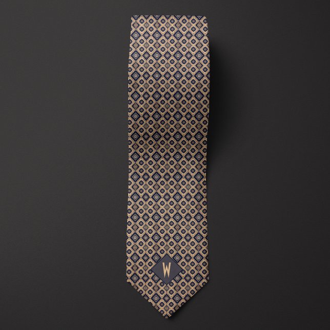 Aztec-Inspired Slate Grått och Sand Mönster Slips (Skapare uppladdad)