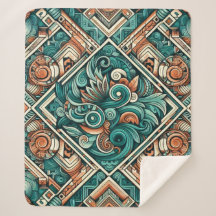 Aztec-Inspired Teal och Terracotta Mönster