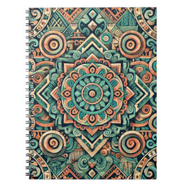 Aztec-Inspired Teal och Terracotta Mönster Anteckningsbok