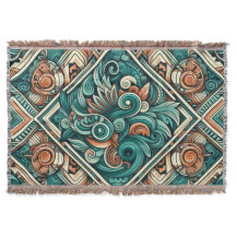 Aztec-Inspired Teal och Terracotta Mönster