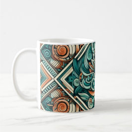 Aztec-Inspired Teal och Terracotta Mönster Kaffemugg