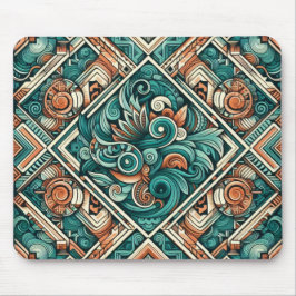 Aztec-Inspired Teal och Terracotta Mönster Musmatta