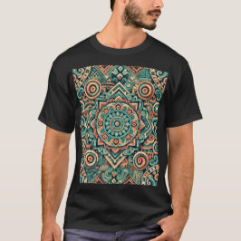 Aztec-Inspired Teal och Terracotta Mönster T Shirt