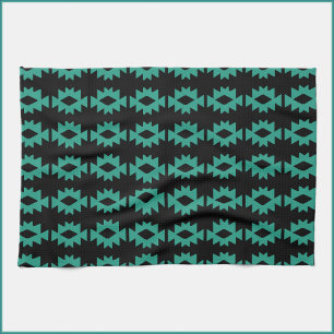 Aztec Inspired Turcoise och Black Kitchen Towel Kökshandduk