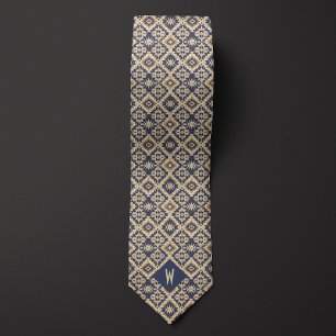Aztec-inspirerad sand och Grått Mönster Slips