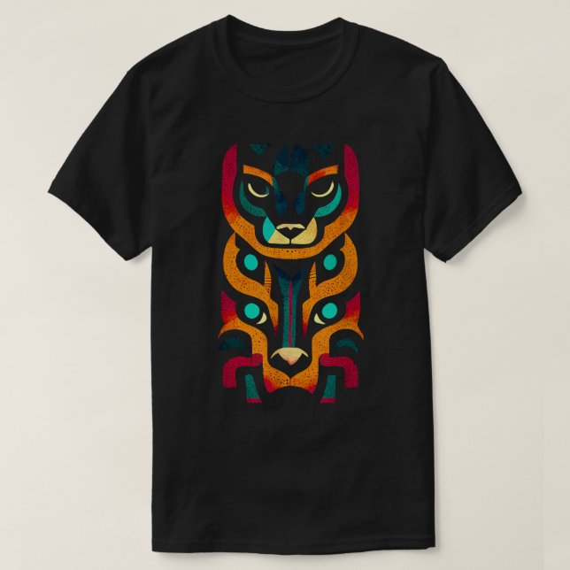 Aztec Jaguar Ancient Warrior Native Mexican Mythol T Shirt (Design framsida)
