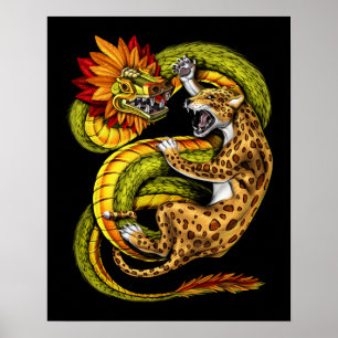 Aztec Jaguar vs. Quetzalcoatl Poster