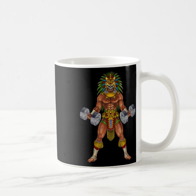 Aztec Jaguar Warrior Bodybuilding Gym Tyngdlyftnin Kaffemugg (Höger)