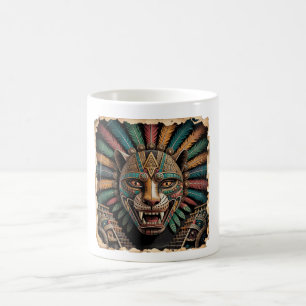 Aztec Jaguar Warrior Mask Mexikansk konst Kaffemugg