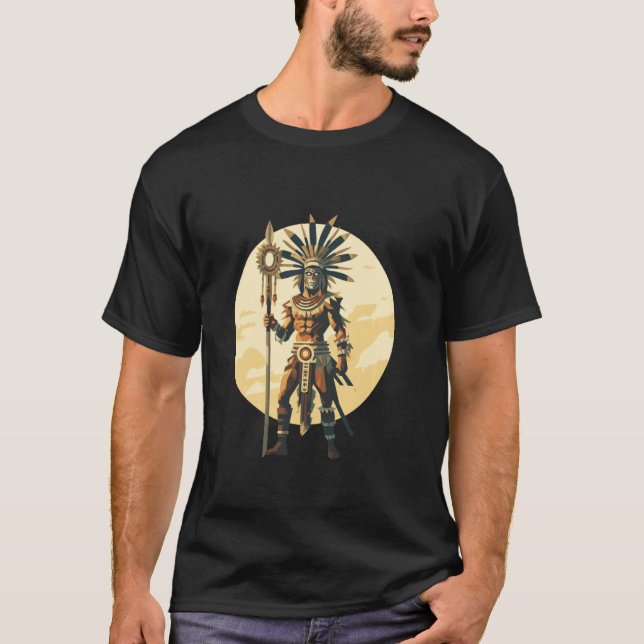 Aztec Jaguar Warrior Native Mexican Mythology Mana T Shirt (Framsida)