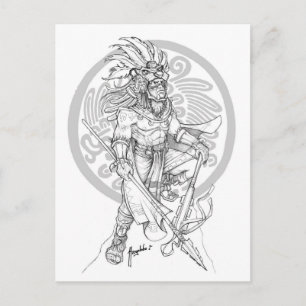Aztec Jaguar Warrior Vykort