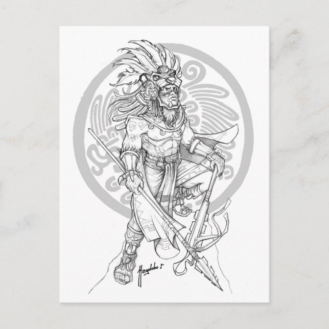 Aztec Jaguar Warrior Vykort (Framsida)