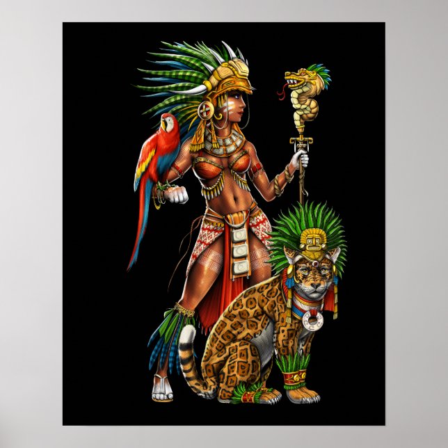 Aztec Jaguar Warrior Woman Poster (Framsidan)