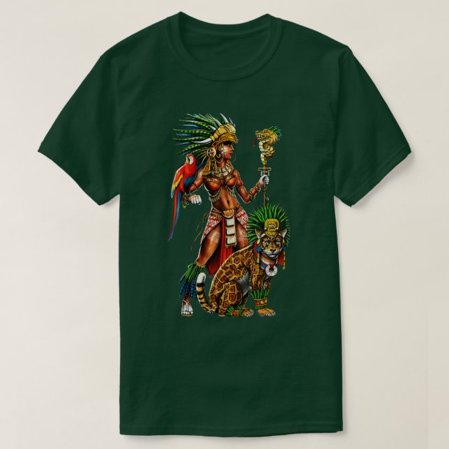 Aztec Jaguar Warrior Woman T Shirt (Design framsida)