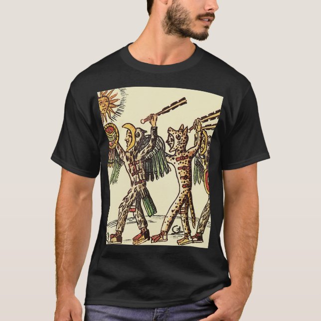 Aztec Jaguar Warriors Mexico Mexican History  T Shirt (Framsida)