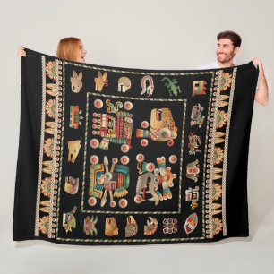 Aztec kalender fleecefilt