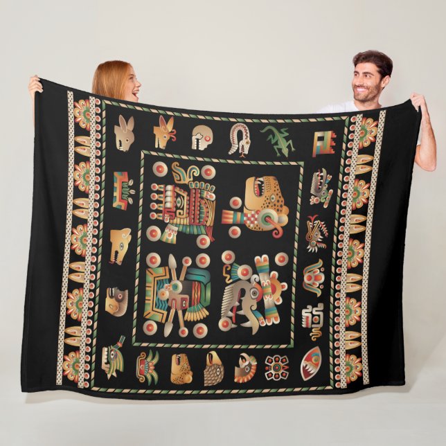 Aztec kalender fleecefilt (På plats)