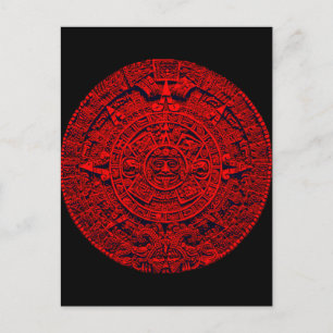 Aztec-kalender - (rött) vykort
