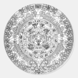 aztec kalender runt klistermärke