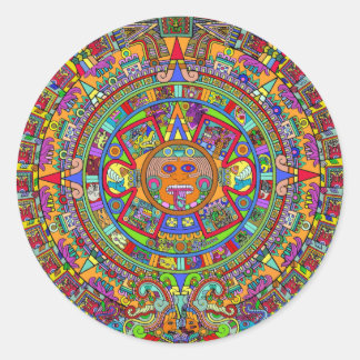 Aztec kalender runt klistermärke