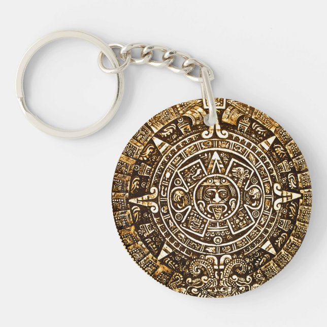 Aztec kalendernyckelring för guld- metallisk Look (Framsidan)