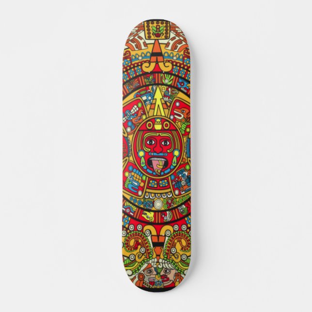 Aztec-kalenderskateboard Mini Skateboard Bräda 18,5 Cm (Framsida)