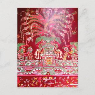 Aztec konst på röd design vykort