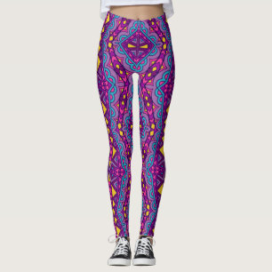 Aztec Lila Mönster Leggings