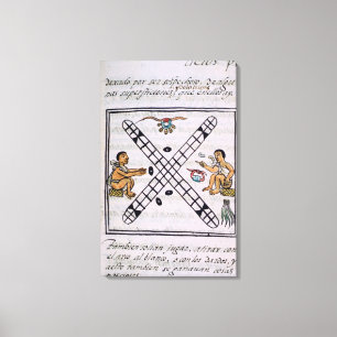 Aztec manar som spelar Patoli Canvastryck