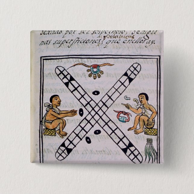 Aztec manar som spelar Patoli Knapp (Framsida)
