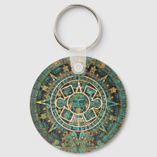 Aztec Mayan Ancient Round Disk Calendar Nyckelring