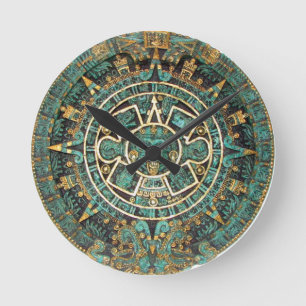 Aztec Mayan Ancient Round Disk Calendar Rund Klocka