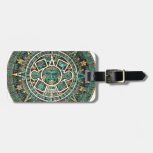 Aztec Mayan forntida rundadiskettkalender Bagagebricka