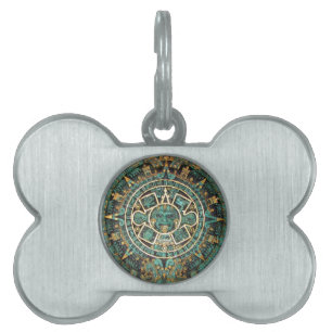 Aztec Mayan forntida rundadiskettkalender ID-bricka Husdjur