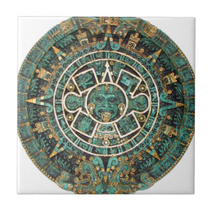 Aztec Mayan forntida rundadiskettkalender Kakelplatta