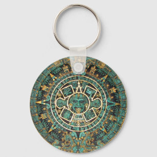 Aztec Mayan forntida rundadiskettkalender Nyckelring