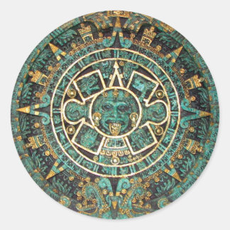 Aztec Mayan forntida rundadiskettkalender Runt Klistermärke