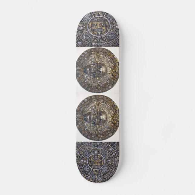 Aztec Mayan kalender med döskalle skateboard (Framsida)