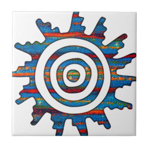 Aztec Mayan Mång--Färgad Sundial Kakelplatta