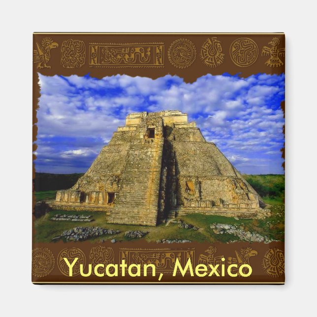 Aztec Mayan Temple Yucatan Mexico Collection Magnet (Framsidan)