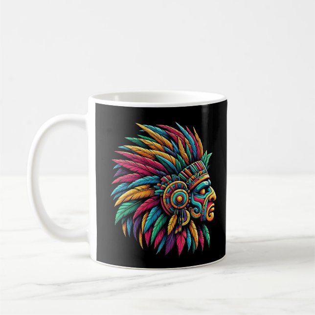Aztec Mayan Warrior Profile Kaffemugg (Vänster)