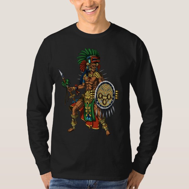 Aztec Mayan Warrior T Shirt (Framsida)