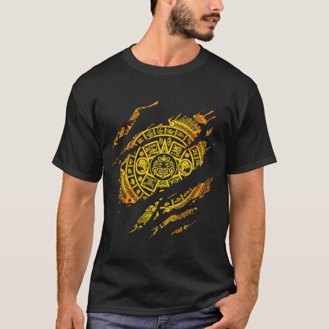 Aztec Mayas Aztec Calendar Mexico Historik 5 T Shirt (Framsida)