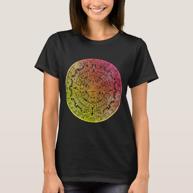 Aztec Mayas Aztec Calendar Mexico Historik T Shirt (Framsida)