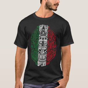 Aztec Mexican Flagga Calendar Chicano T Shirt