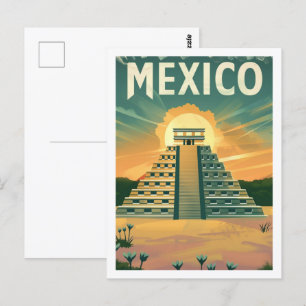 Aztec Mexico Vintage Berömd Travel Ställe Vykort