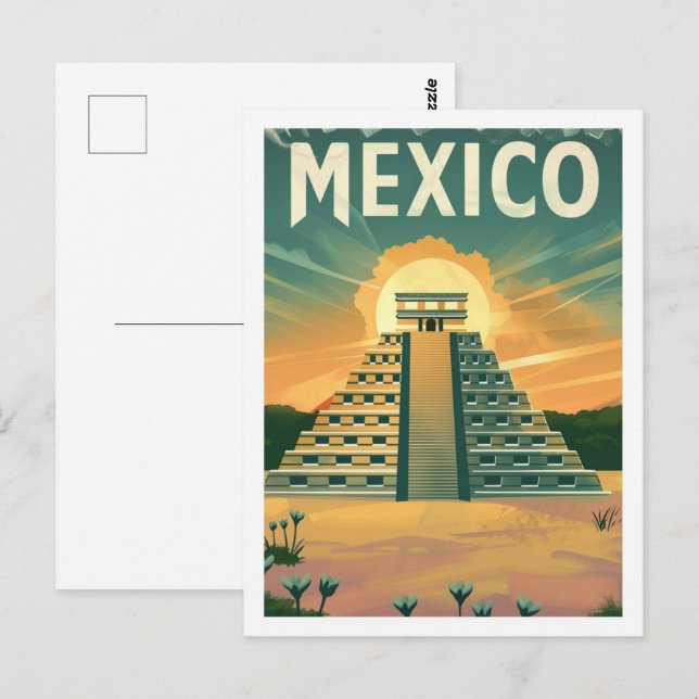 Aztec Mexico Vintage Berömd Travel Ställe Vykort (Fram/baksida)